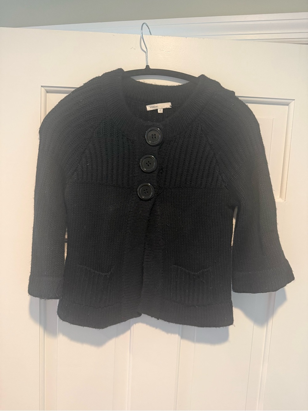 Vince Black Chunky Knit Button Front Cardigan